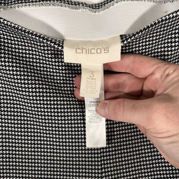 Chico's Dress Pants Women's 3 / 16 Petite Black White Elastic Waist High Rise - Picture 5 of 9